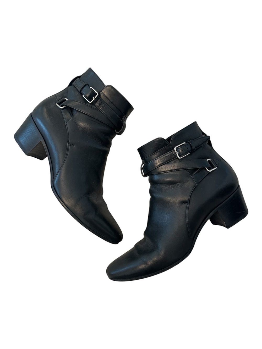Ysl Black Leather Jodhpur Booties Size 8